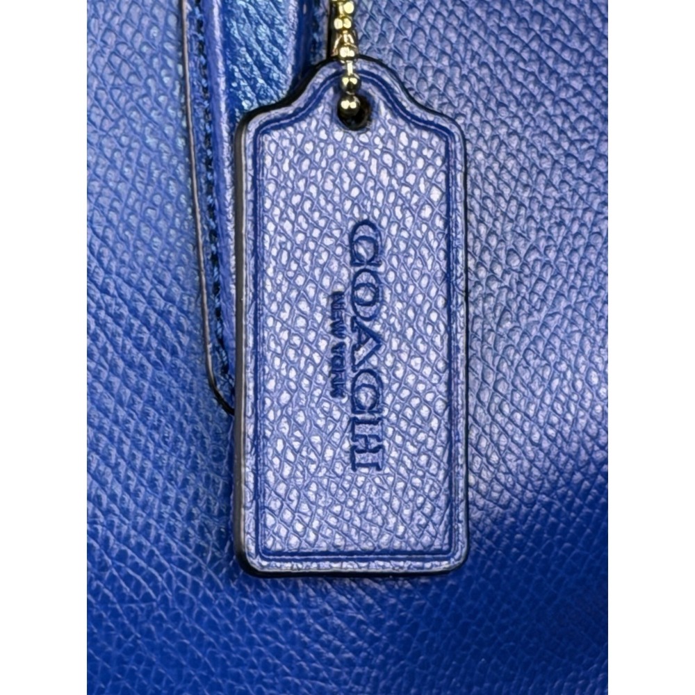 Coach Christie Carryall Blue Leather Tote + Matching Wristlet F36606 F53429 Gold - Picture 5 of 16